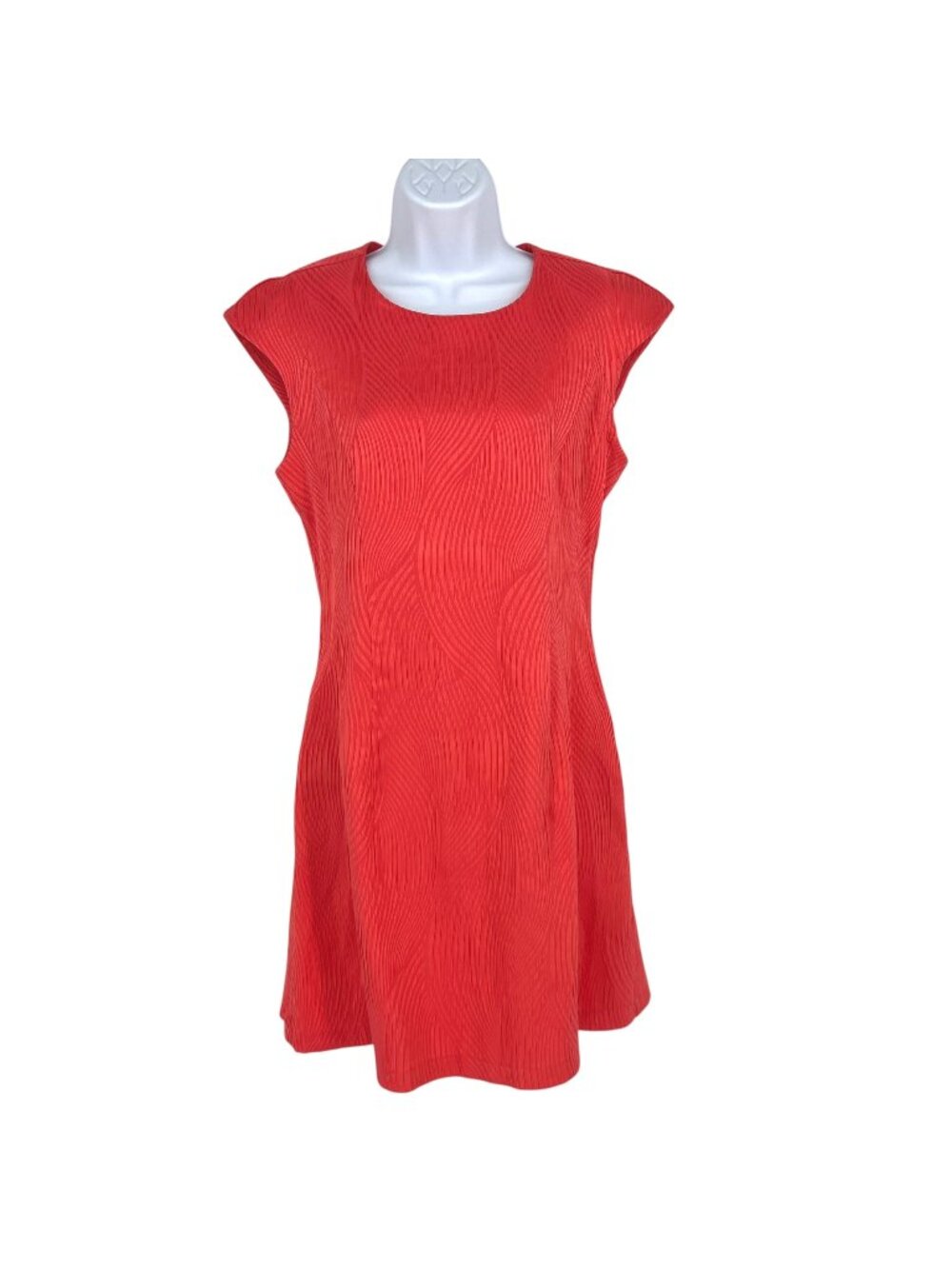 Natori Vintage Textured Cap Sleeve Salmon Pink Sheath Dress Size 4